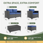 Aoxun 7 Piece Outdoor Patio Furniture Set 6 Seats, Outdoor Sectional - Image 8