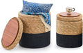 Wimarsbon Round Pouf Ottomans, Handwoven Natural Water Hyacinth Seagrass Pouffe by Wimarsbon