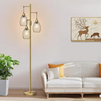 Dimmable Floor Lamp, 3 x 800LM LED Edison Bulbs Included, Farmhouse Industrial by Nintiue
