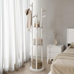 Muwuele Solid Wood Rotary Coat Rack, Freestanding Coat Rack - Image 2