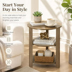 Farmhouse 3-Tier Round Side Table, 17.7 * 21.7 Inch Small End Table - Image 3