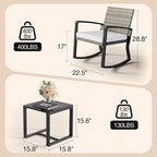 Qsun 3 Pieces Outdoor Patio Furniture Set Rocking Bistro Set, Outdoor Patio - Image 2