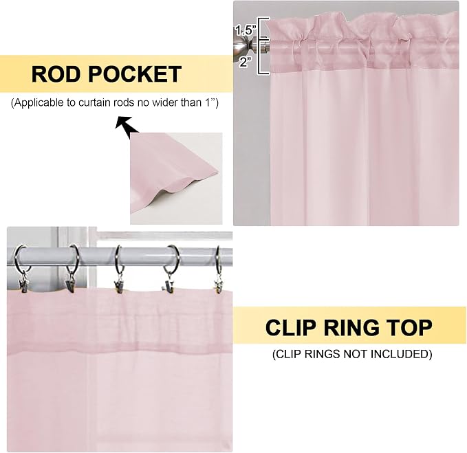Blush Pink Sheer Curtains 84 Inches Long 2 Panels - Image 2
