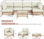 7-Piece Generous Patio Furniture Set, Wicker Outdoor Sectional Set - Image 2