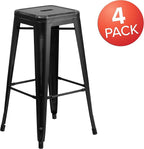 Flash Furniture Kai Commercial Grade 4 Pack 30" High Backless Distressed Black - Image 4