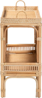 Bali & pari Lombok Modern Bohemian Natural Rattan 2-Tier Console Table - Image 5