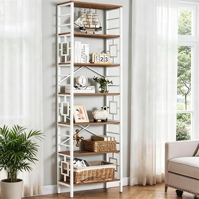 HOMISSUE Bookcase, 7-Tier Tall Bookshelf Metal Bookcase and Bookshelves by Homissue