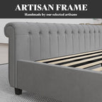 AMERLIFE California King Size Platform Bed Frame, Velvet Upholstered Sleigh Bed - Image 7