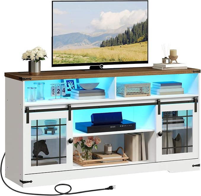 HOOBRO TV Stand for 65 Inch TV, Farmhouse Entertainment Center - Image 8