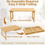 Japanese Floor Table, Bamboo Folding Coffee Table, Portable Solid Wood Japanese - Image 8