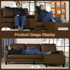 EASE MOOSE Large Seat Faux Leather L Shaped Sofa, Waterproof and - Image 9