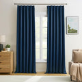 Navy Pinch Pleated Curtains & Drapes 90 Inches Long by KEQIAOSUOCAI