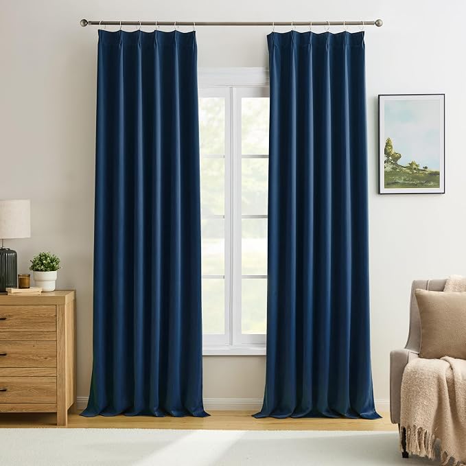 Pinch Pleated Curtains 108 Inches Long 2 Panels Set, Thermal Insulated Blackout by KEQIAOSUOCAI