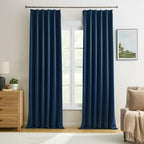 Navy Blue Blackout Pinch Pleated Curtains by KEQIAOSUOCAI