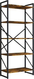 Shintenchi 5 Tiers Bookshelf, Classically Tall Bookcase Shelf, Industrial Book - Image 9