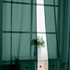 Hunter Green Sheer Curtains 63 Inches Long 2 Panels - Image 5