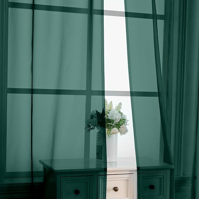 Hunter Green Sheer Curtains 72 Inches Long 2 Panels - Image 5