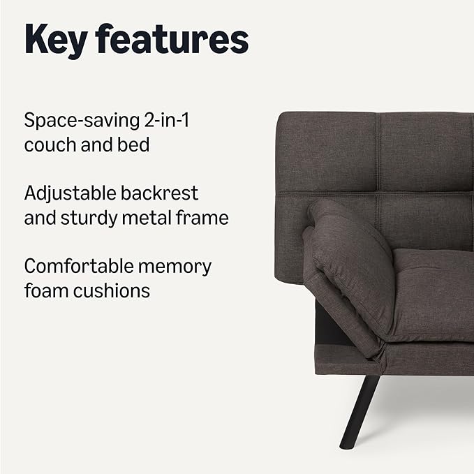 Amazon Basics Futon Sofa Bed, Convertible Memory Foam Sofa Couch - Image 3