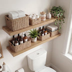 Oak Floating Shelves Set of 2，35.43in Wall Mounted Display Ledge Shelves - Image 2