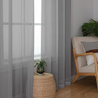 Chyhomenyc Charcoal Grey Sheer Curtains 45 Inch Long 2 Panels, Light Filtering - Image 7