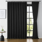 80 Inch Wide Black Pinch Pleated Curtains 80 x 120, Thermal Insulated Noise by KEQIAOSUOCAI