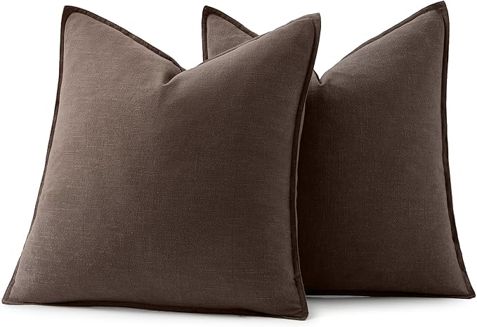 MIULEE Decorative Linen Pillow Covers 20x20 Inch Reddish Brown | Boho - Image 6