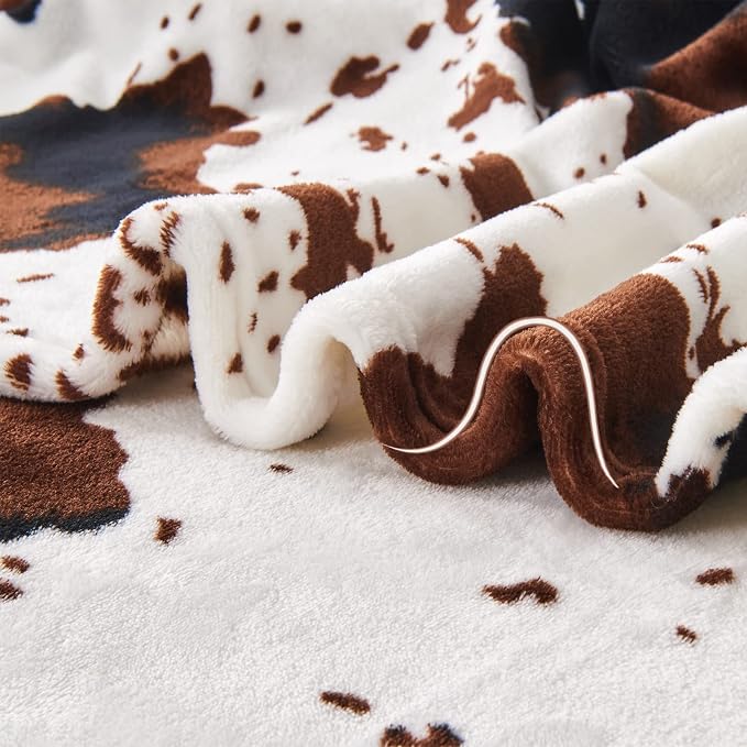 Edenleaf Flannel Cow Print Blanket 60"x80", Ultra Cozy Cow Throw Blanket - Image 4