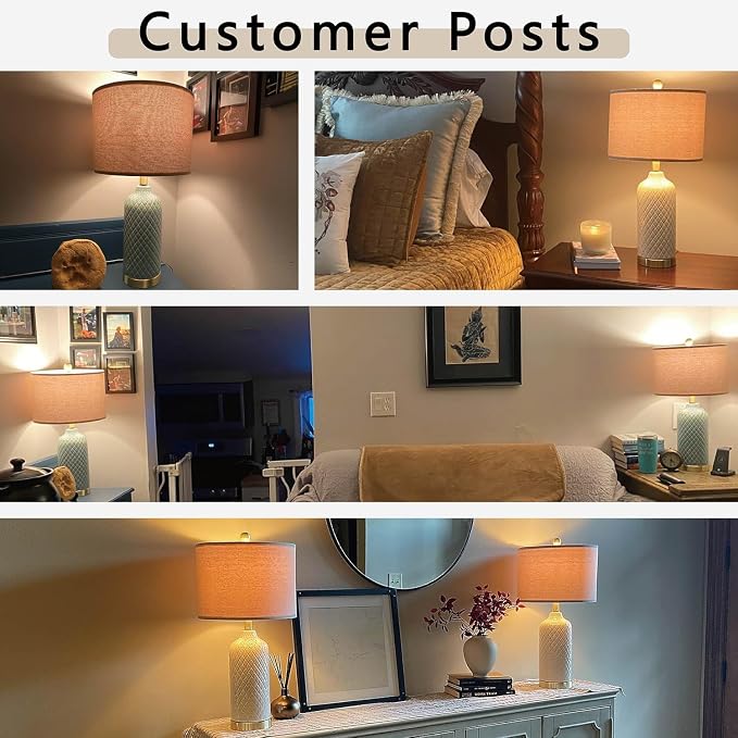 24.25" Table Lamp Modern Ceramic Blue Lamps - Image 5