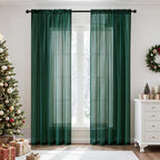 MIULEE Hunter Green Sheer Curtains 54 X 45 Inches, 2 Panels | Solid Color by MIULEE