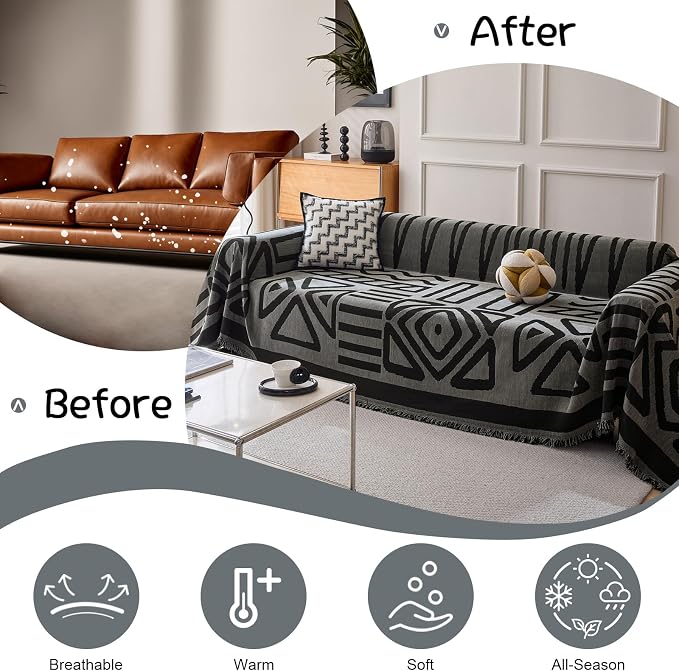 VClife Boho Couch Cover, Non Slip Chenille Furniture Protector - Image 6