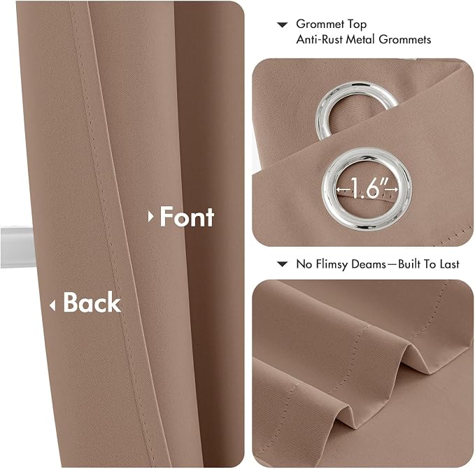MIULEE Blackout Curtains for Bedroom 2 Panels 40 x 45 Inch Long Cappuccino | - Image 4