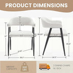 HNY Modern Dining Room Arm Chairs Set of 2, Mid-Century White Faux Sherpa - Image 2