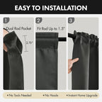 MIULEE 4 Panel Set Short Bedroom Blackout Curtains 54 Inch Long Dark Grey | - Image 5