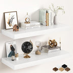 36Inch White Floating Shelves for Wall, 12 Inch Deep Shelves for Bedroom by FunMemories