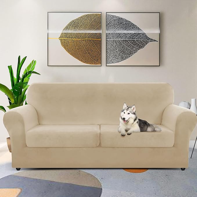 ZNSAYOTX Oversized Velvet 3 Piece Couch Cover - Image 2