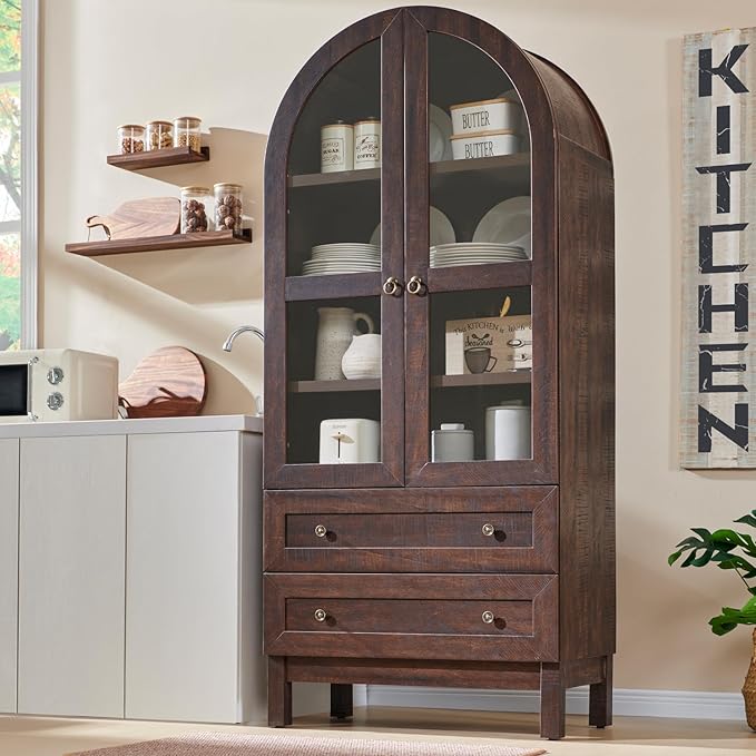 IFGET 71" Tall Arched Kitchen Pantry Cabinet, Wood Kitchens Storage Cabinets by IFGETEnrichYourLivingSpace