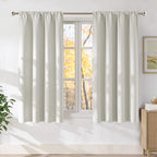 NICETOWN Natural Faux Linen Room Darkening Rod Pocket Curtains 63 inch Length by NICETOWN