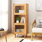 Giantex Bamboo Storage Cabinet, 3-Cube Bookcase, Freestanding Liquor Display - Image 3