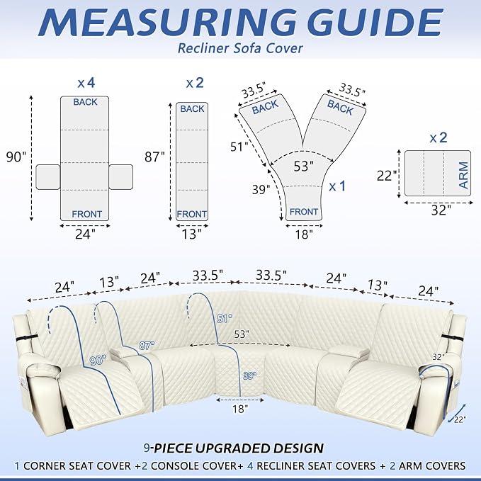 Arfntevss Recliner Sectional Couch Covers 1OO% Waterproof L Shape Sofa Cover - Image 2