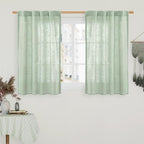 40 Inch Length Linen Curtains for Small Windows Over Silk 2 Panels | Semi Sheer by LAMIT