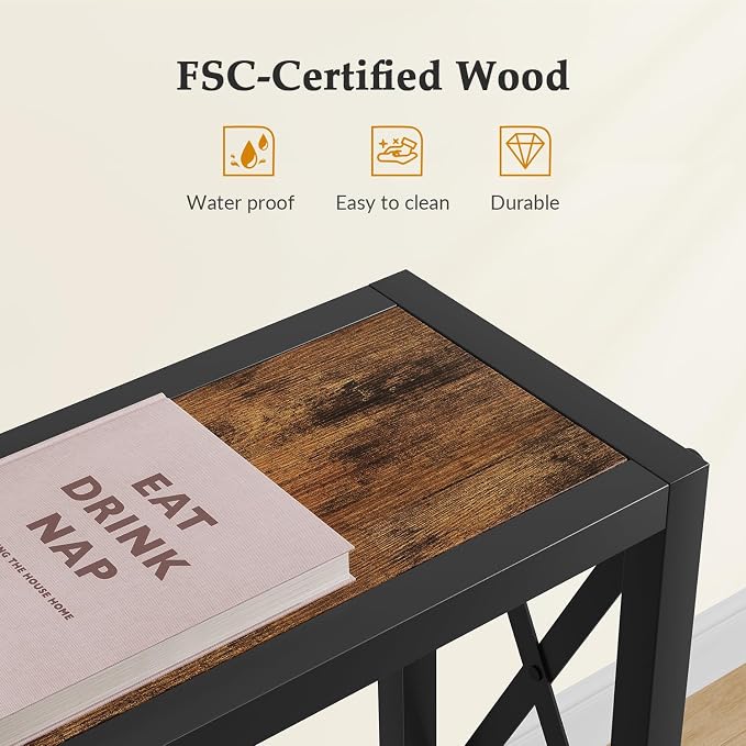 Gewudraw Console Table with Oulets and USB Ports, 55.1" Sofa Table Behind Couch - Image 8