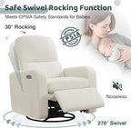 Power Swivel Rocker Recliner, Oversized Boucle Nursery Glider Recliner - Image 3