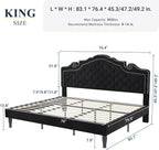Allewie King Bed Frame with Adjustable Velvet Tiara Headboard, Upholstered - Image 2