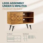 Bme Georgina 45 Inch Solid Wood TV Stand, Under 10 Minutes Assembly - Image 2