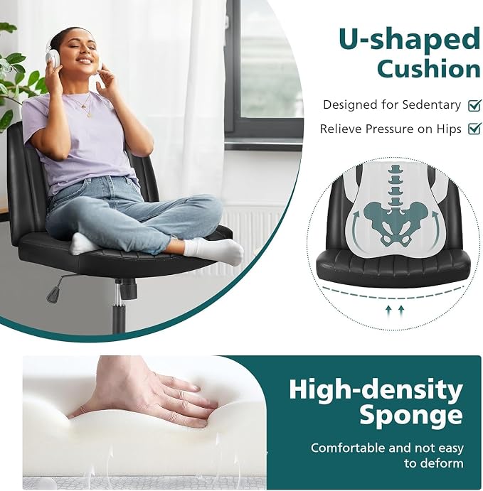 OLIXIS Criss Cross Legged Chairs Armless No Wheels Wide Seat Height Adjustable - Image 4
