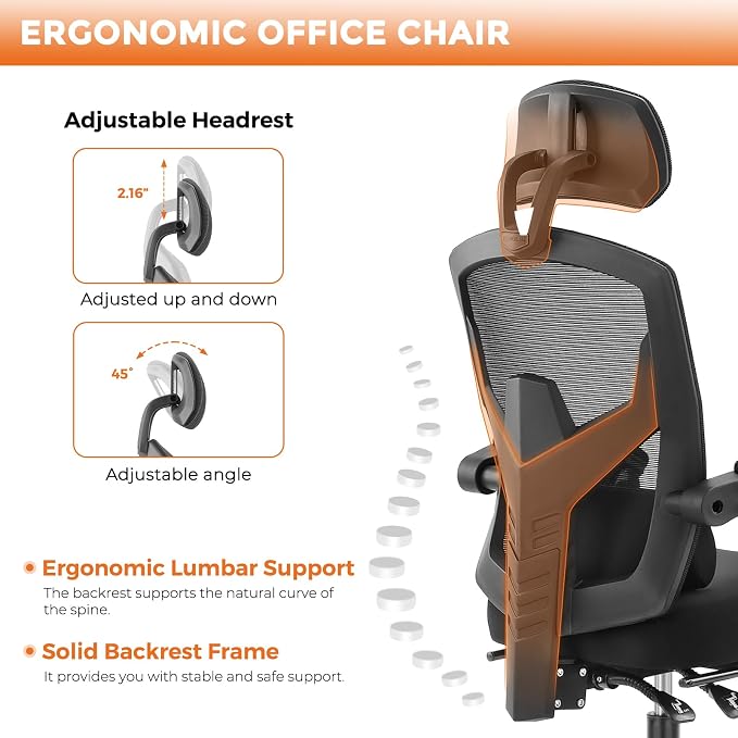 Sweetcrispy Office Computer Desk Chair Set of 2, Ergonomic High-Back Mesh - Image 4