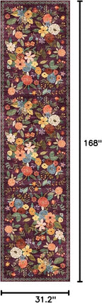 Purple Floral Hallway Runner Rug 2'6"x14' - Image 3