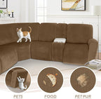 Arfntevss Sectional Recliner Couch Covers Velvet Washable Corner Sectional Sofa - Image 7