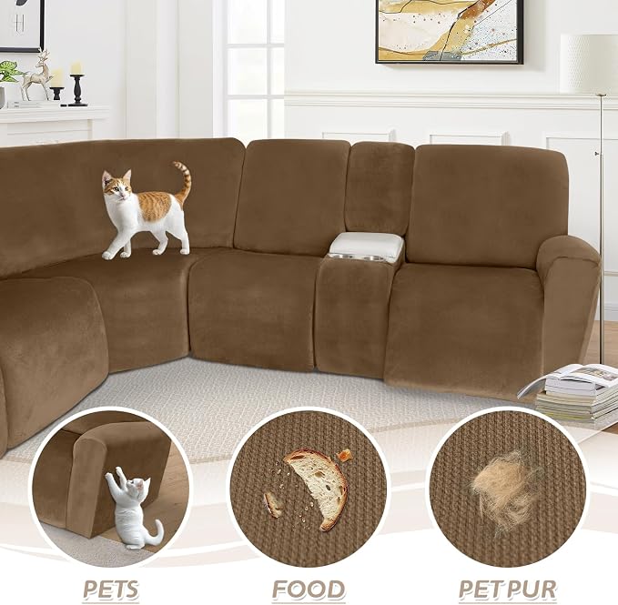 Arfntevss Sectional Recliner Couch Covers Velvet Washable Corner Sectional Sofa - Image 7