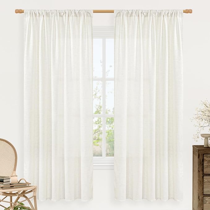 Natural Linen Curtains 72 inch Length by LAMIT
